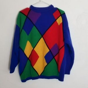 Retro Argyle 80s Sweater